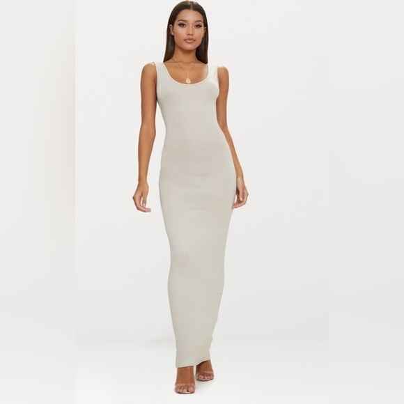 Pretty Little things women’s size 2 tan stone basic maxi dress New NWT - Picture 1 of 10